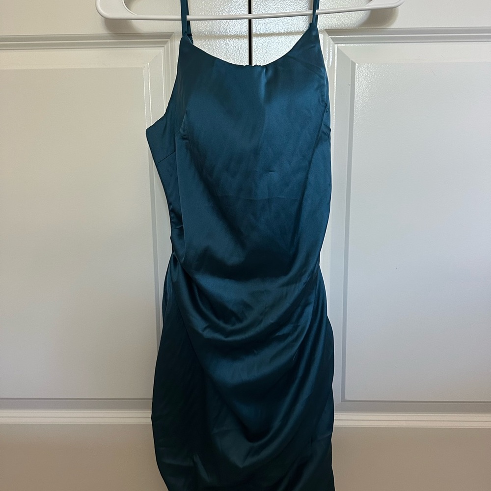 Elegant Teal Satin Dress